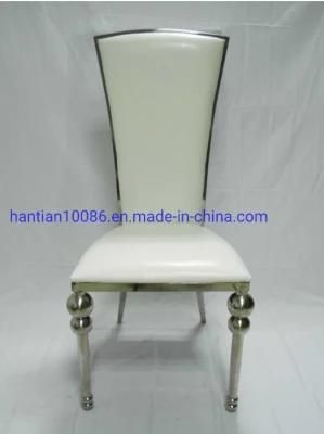 High Back Dining Chair Stainless Steel Leather Wedding Chair for Events