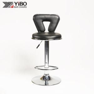 PU Height Adjustable Swivel Commercial Bar Chair with Chromed Base