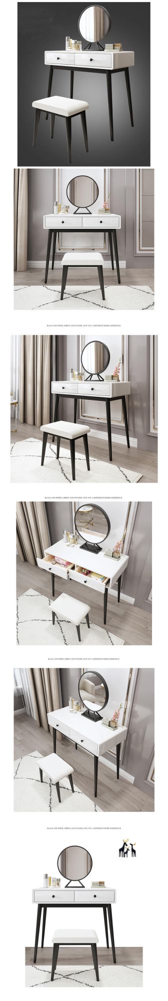 White Painted Iron Black Sand Dressing Table Nordic Small Apartment Bedroom Dressing Table Modern Simple Net Red Dressing Table 0017