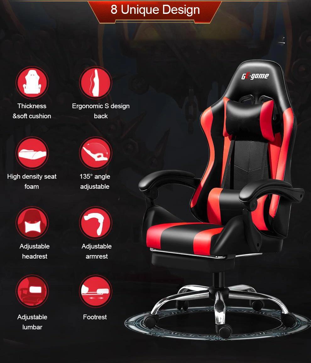 PC Silla Gamer Chair PU Leather Gaming Chair with Footrest