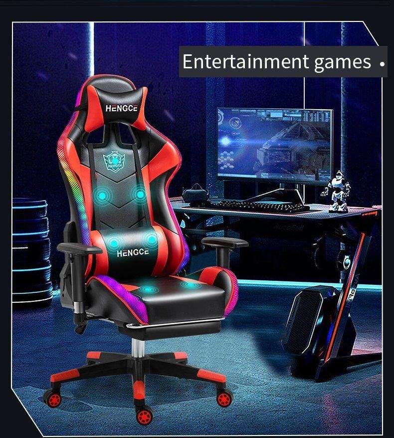 Custom Logo China Supplier PU Leather RGB Gaming Recling Chair Racing PC Computer E-Sports Game Chair with Lumbar Cushion
