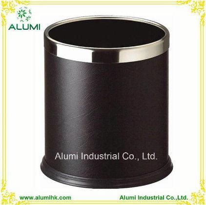 Round Shape Leather Waste Bin for Hotel Guest Room