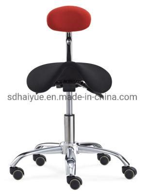 Dental Doctor Chair Leather Fabric Medical Stool with Adjustable Height and Backrest
