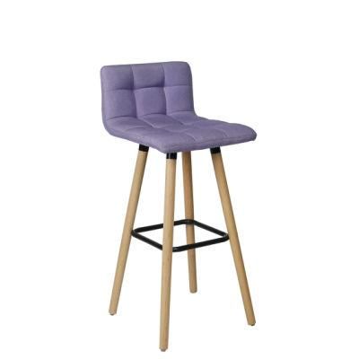 Purple Color Wood Legs Bar Chair