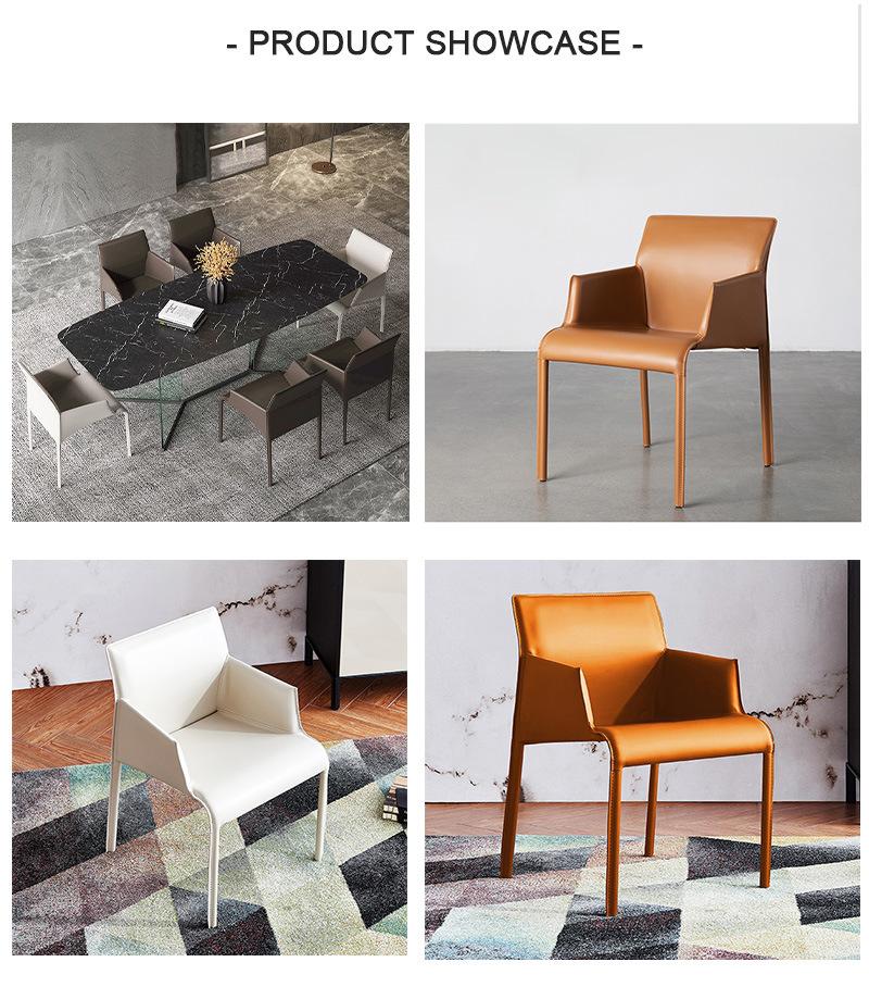 Nordic Custom Modern Restaurant Living Room Upholstered Metal Leather Dining Chair