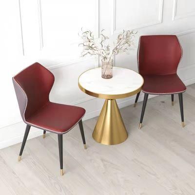 Factory Wholesale Cheap Price Low MOQ Metal Frame Leather Dining Chair