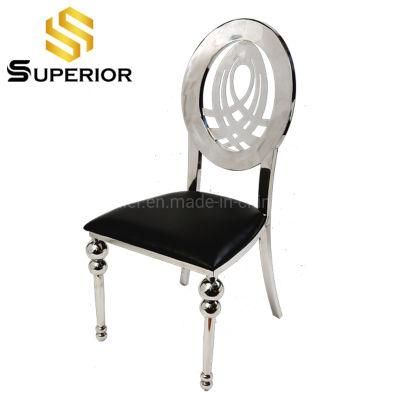 Luxury Stainless Steel Leather Dining Chair with Round Back Flower