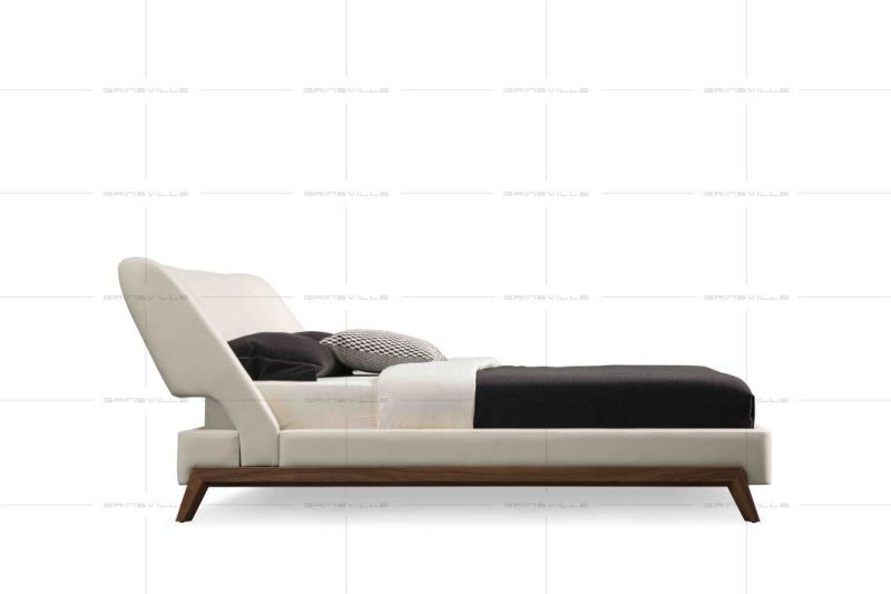 Bedroom Sets Furniture Wooden Walnut Color Leg Modern Home Furniture King Bed with USB Furniture