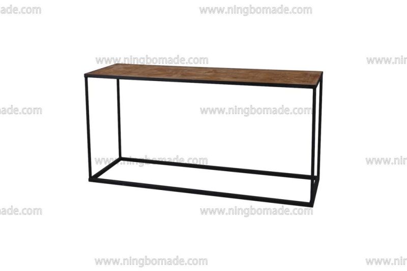 Nordic Country Farm House Design Furniture Nature Reclaimed Fir Wood and Black Iron Console Table