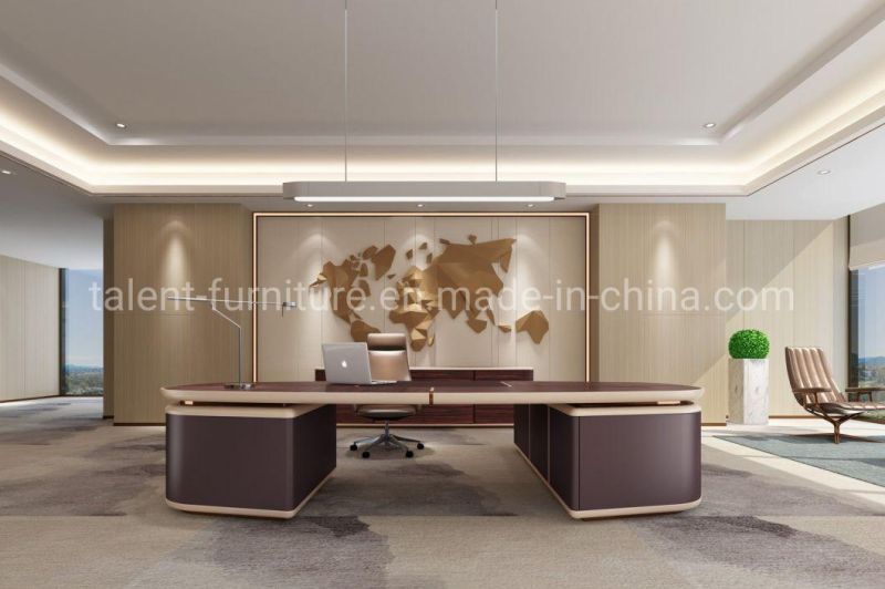 Executive Offices Bentley Desk Saddle Leather Desk Modern Office Furnitures L Shape Wood/Wooden Executive Desk Table