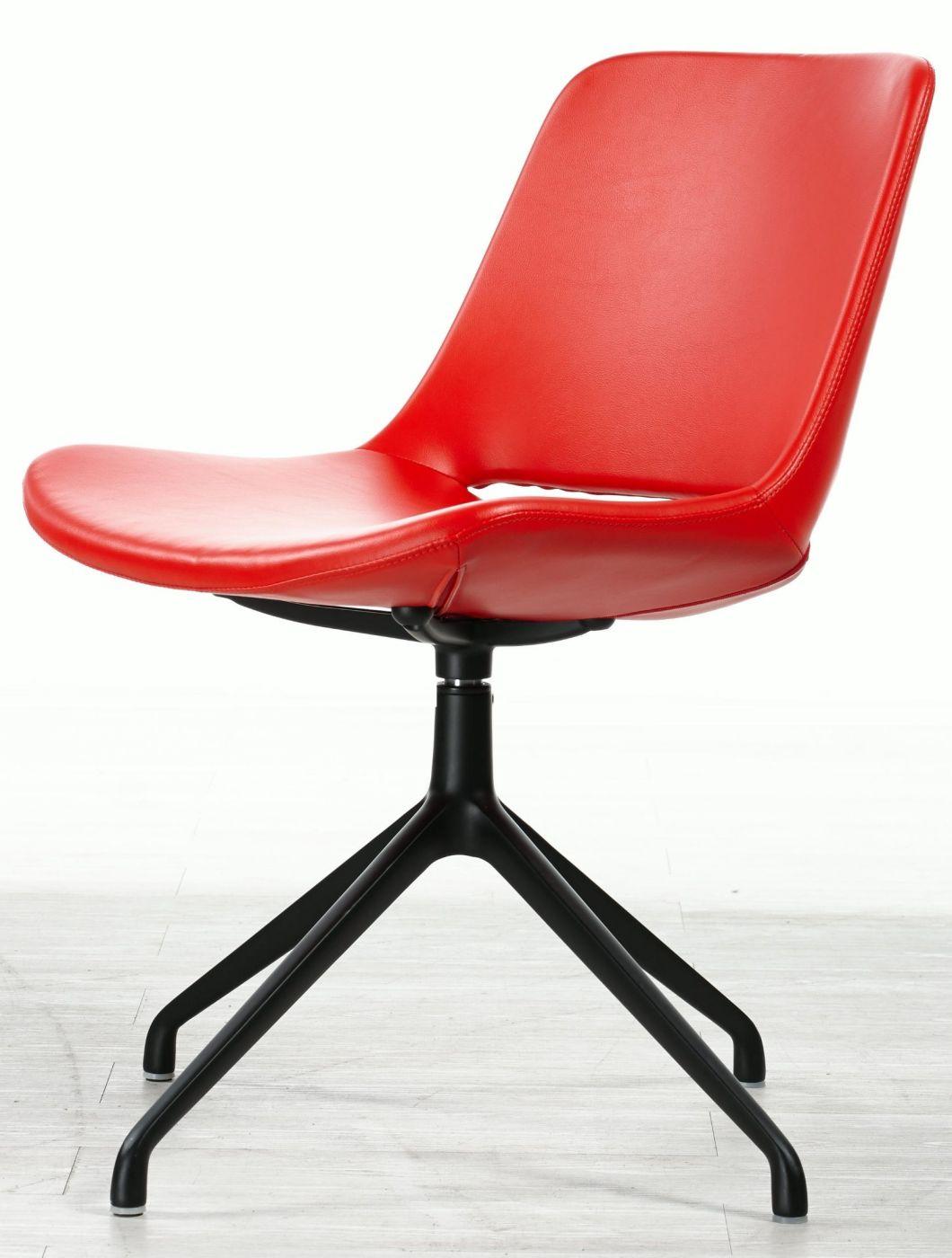 Modern Furniture Hot Sale Rotary Upholstery Dining Chair with Injection Foam and Aluminum Base