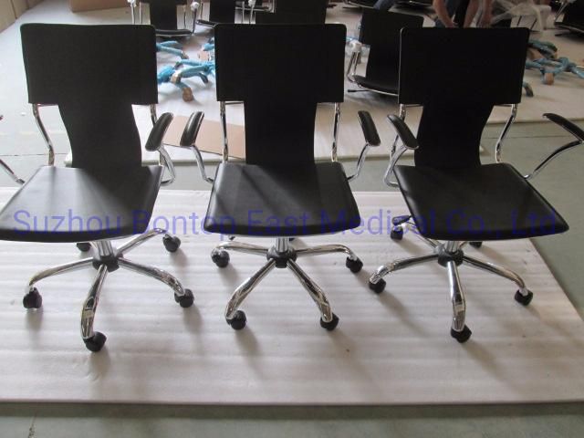 Colorful PVC Leather Office Swivel Chair with Chrome Base and Armrests