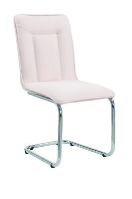 Cream PU Chrome Legs Dining Chair