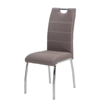 Modern Fashionable PU Leather Chrome Dining Chairs with Chromed Legs