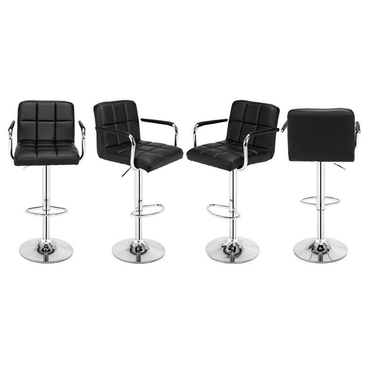 Modern Swivel PU Leather Adjustable Metal Coffee High Bar Chair