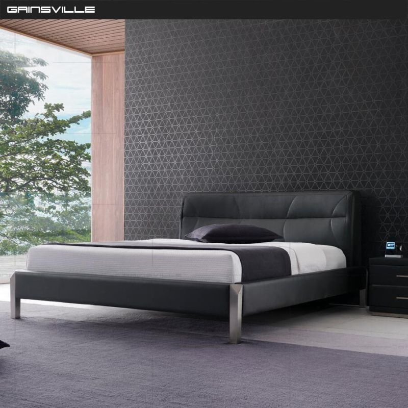 Hot Sell Model Bedroom Set with Shaped Headboard for Modern Bedroom Furniture Beds