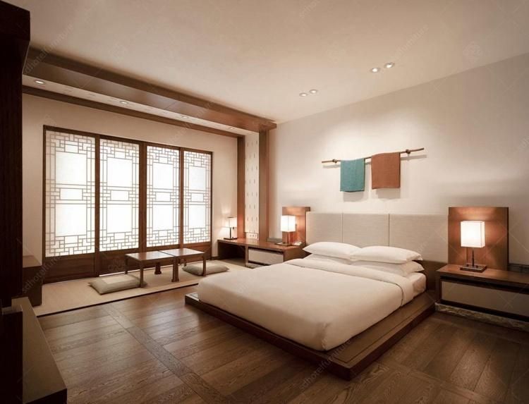 Custom Modern Design Hotel Bedroom Furniture Set Plywood Cover with Wood Veneer