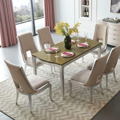 Modern Wholesale Silver Wooden Table Chair Dining Room Furniture Set for Restaurant