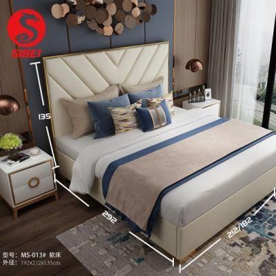 King Size Platform Wooden Tufted Bed High Headboard Modern Bedroom Furniture