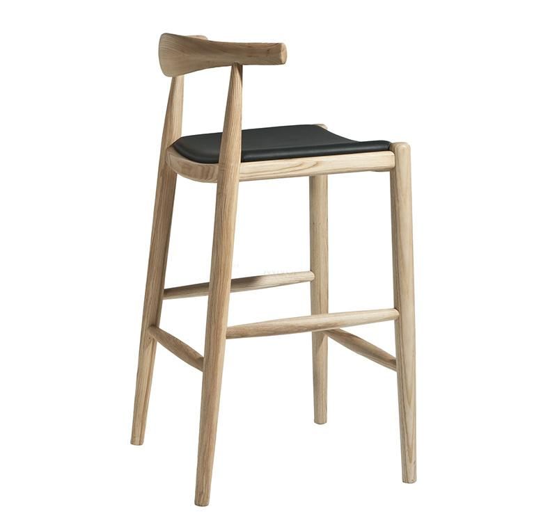 Hans Solid Wooden Bar Stool with Leather Mat