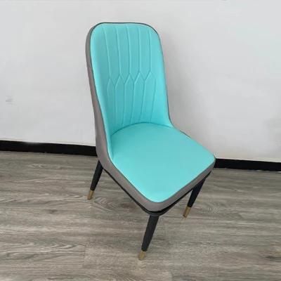 China Factory Wholesale Price European Style Interior Furniture Stainless Steel Brown Leather Chair with Rose Gold Base