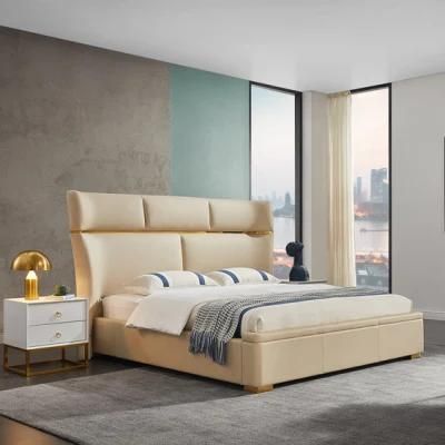 European Modern Light Luxury Queen Size Leather Bed