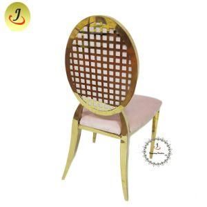 Luxury Round Back with Flower Golden Stainless Steel Chairs for Wedding Hotel Banquet