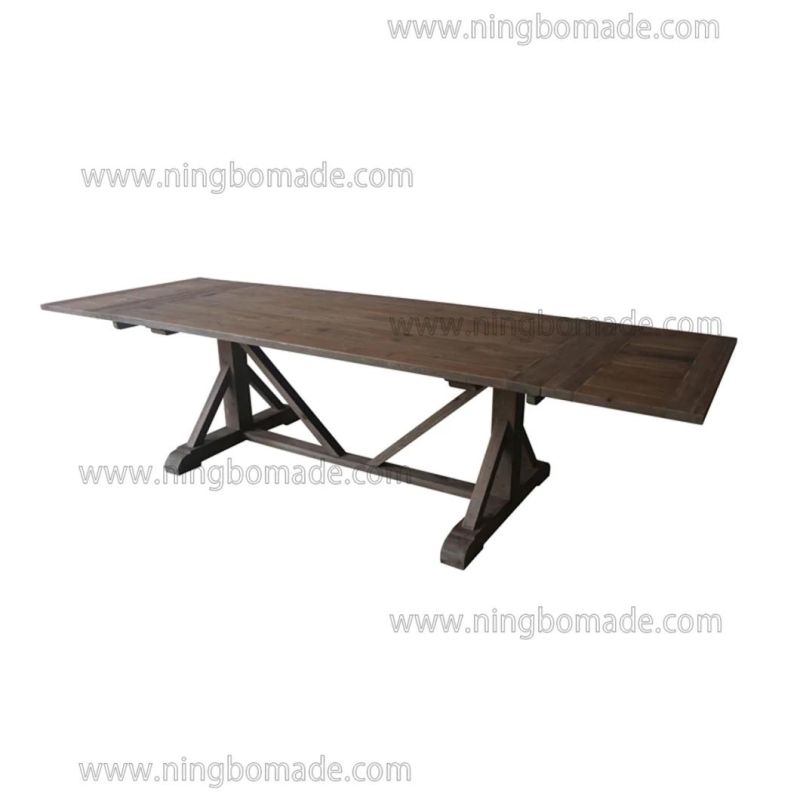 French Classic Provincial Vintage Furniture Antique Nature Reclaimed Wood Reinforced Kd Extension Dining Table