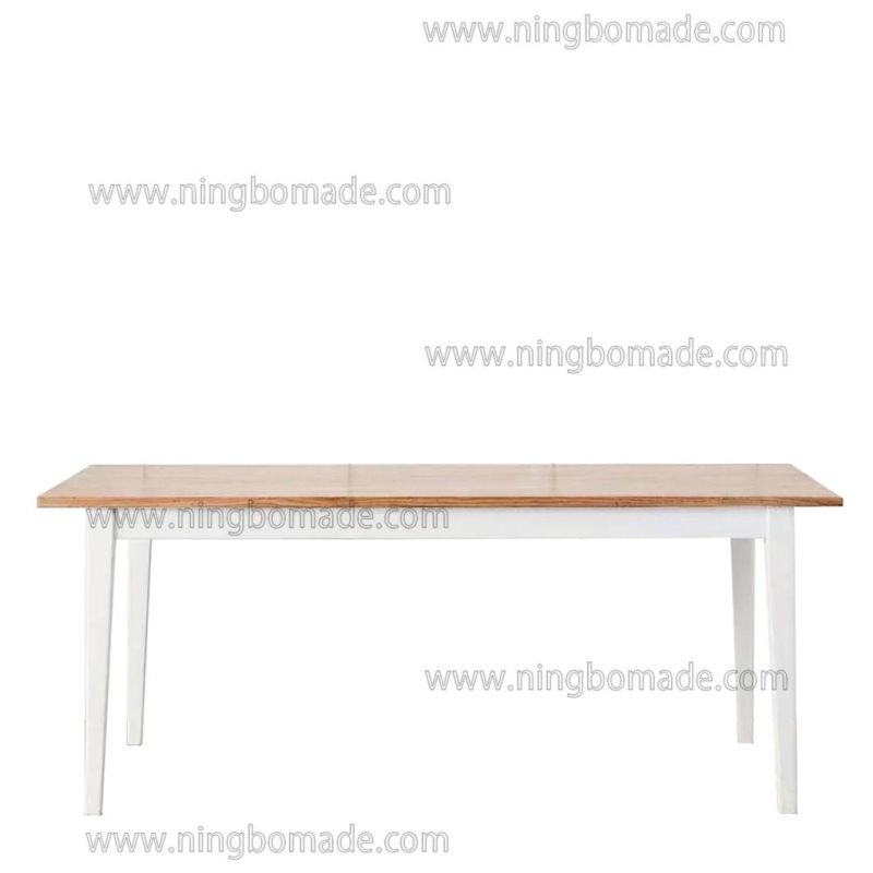 Effortless Hamptons Style Furniture Natural Elm Top White Poplar Wood Base Dining Table