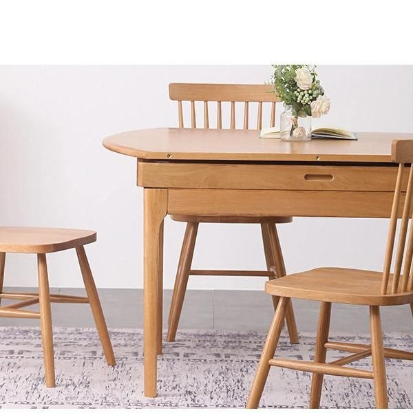 Dining Room Foldable Solid Wood Stretch Round Dining Table