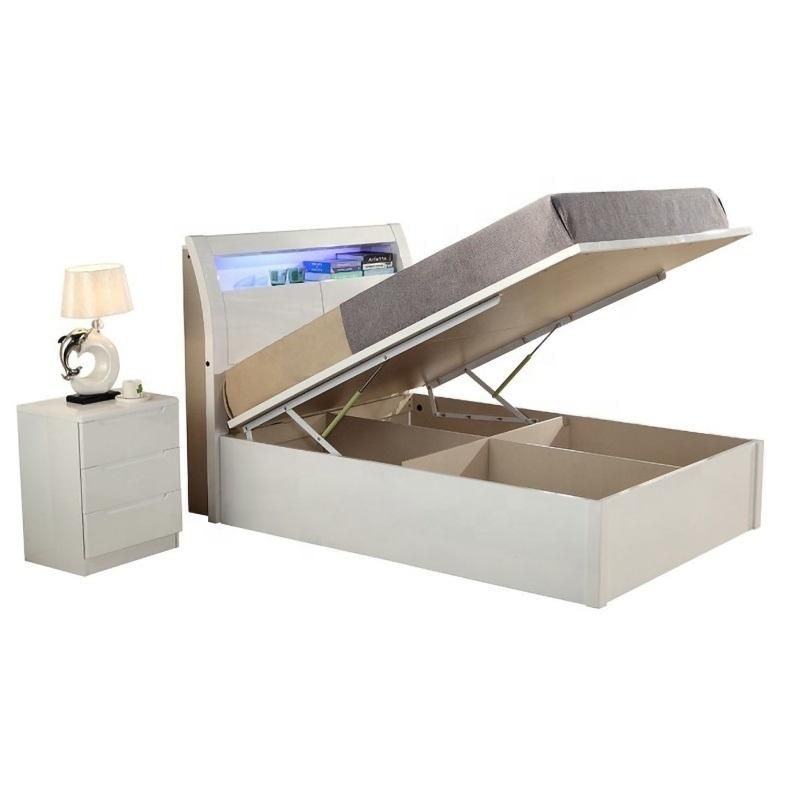 Custom Size Home Furniture Bedroom Bed LED Headboard Best Selling Storage Bed