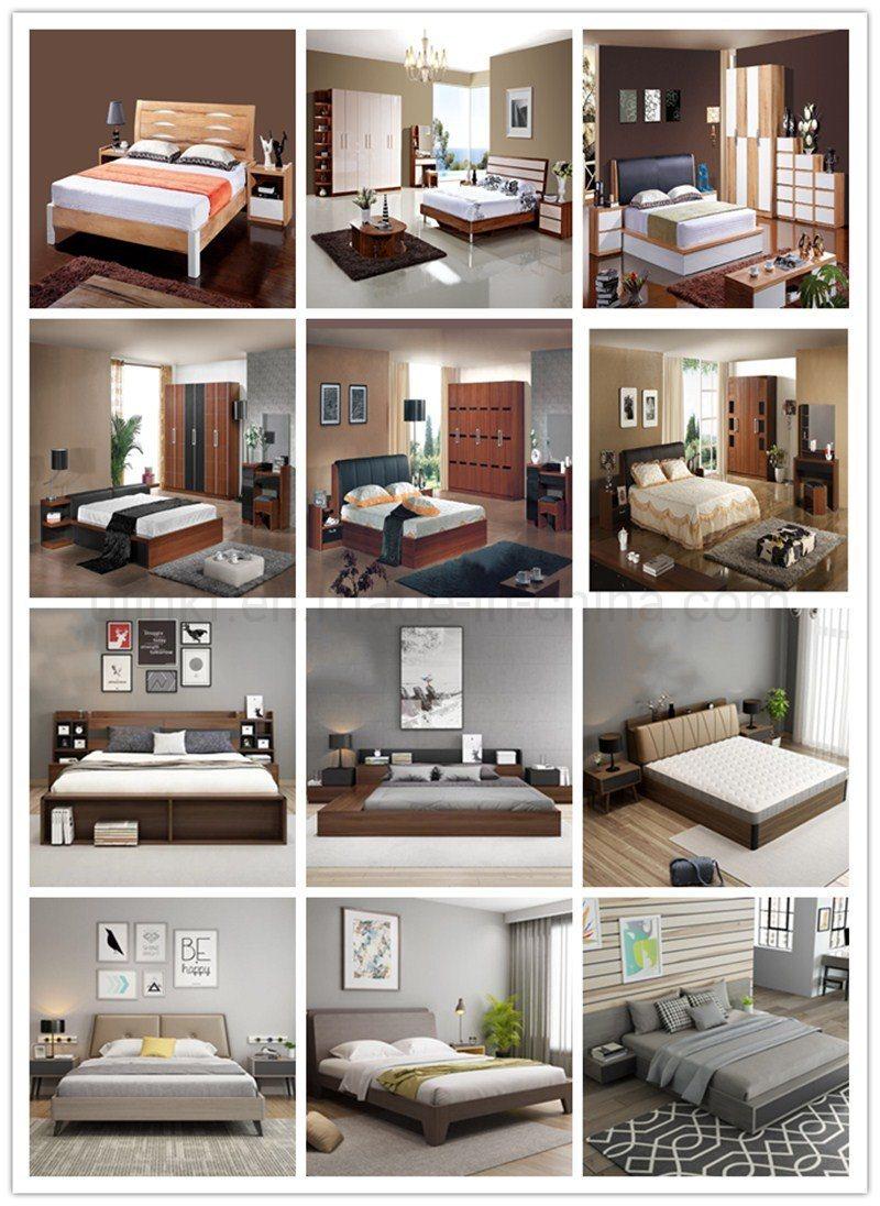 Oak Color Wooden Wardrobe Bedroom Furniture Single Bed with Bookshelf