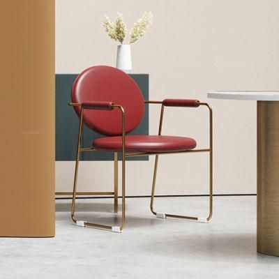 Dining Room Furniture Golden Stainless Steel Faux Leather Dining Chairs