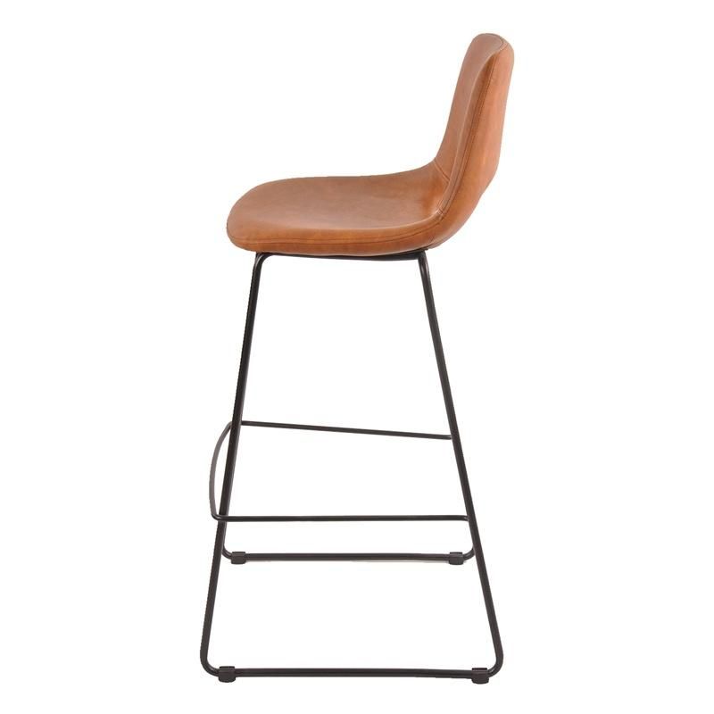 Hotel High End Luxury Cafe Furniture Metal Legs Synthetic Leather PU High Bar Stool Chairs