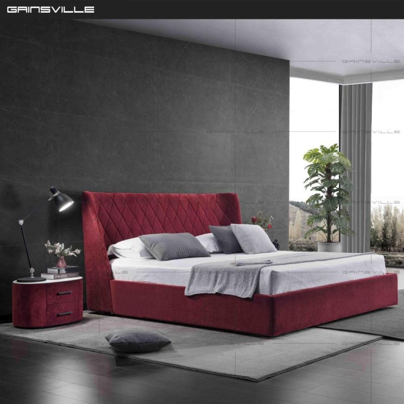 Luxury Furniture Bedroom Furniture Leather Bed Velvet Bed for Hotel Gc1825
