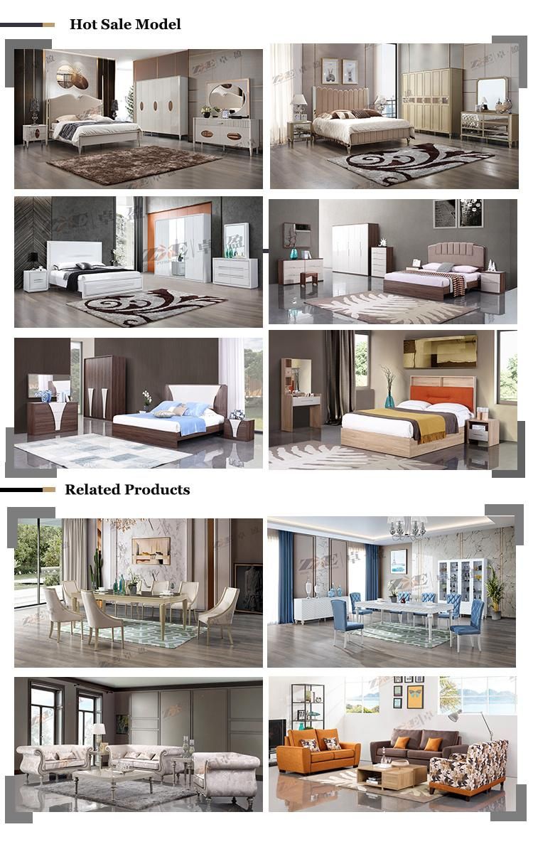 Modern Home Furniture Genuine Leather Bed MDF Bedroom Set