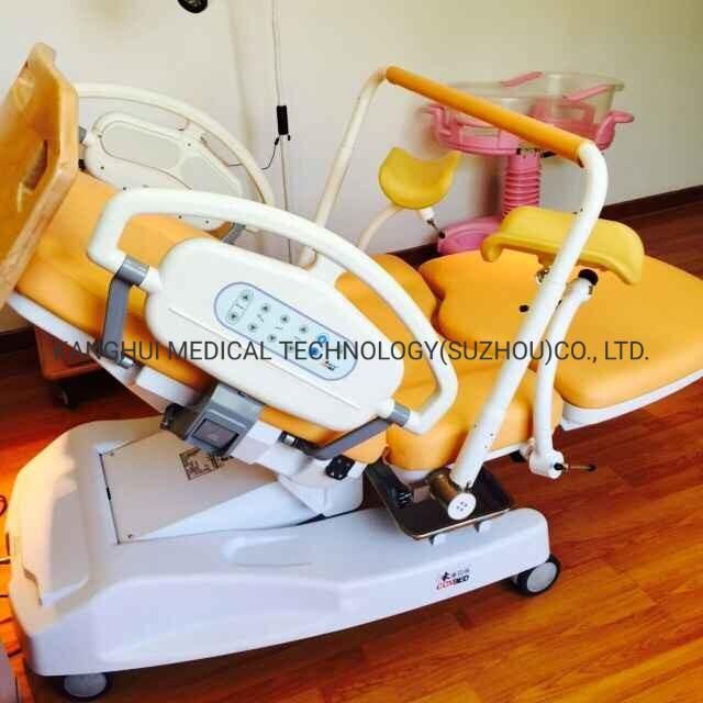 Ldr Four Wheels Labor Examination Operating Women Delivery Bed with PU Leather