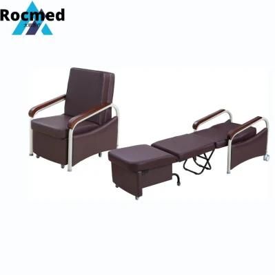Hospital Furniture Ward Room High Quality Patient Accompany Folding Sleeping Bed with Wheels