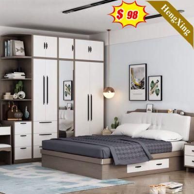 Complete MDF Modern Design Bedroom Set Living Room Furniture Wardrobe Double King Size Beds with Mattress
