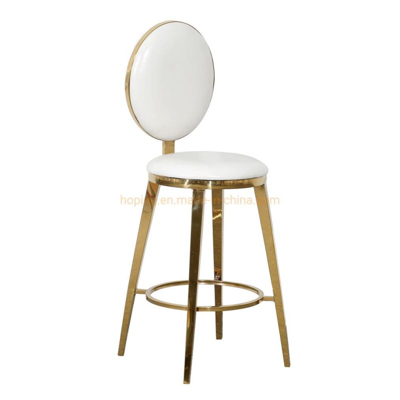 Modern Round Cocktail Gold Stainless Steel Comfortable Luxury Furniture Cross Back Metal Bar Stools