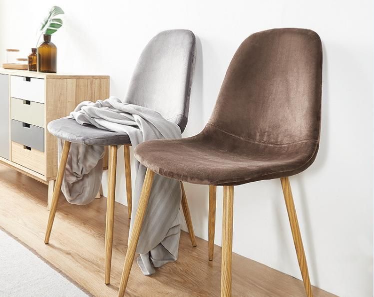 Grey PU Leather Dining Chairs of 4 Modern MID Century Dining Kitchen Room Chairs Upholstered with Wood Look Metal Legs