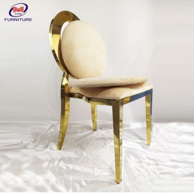 Modern Banquet Backrest Removable Stackable Gold Baroque Stainless Steel Dining Chair