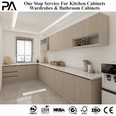 PA Apartment Project Quartz MDF Stylish Handle-Less Kitchen Cabinets