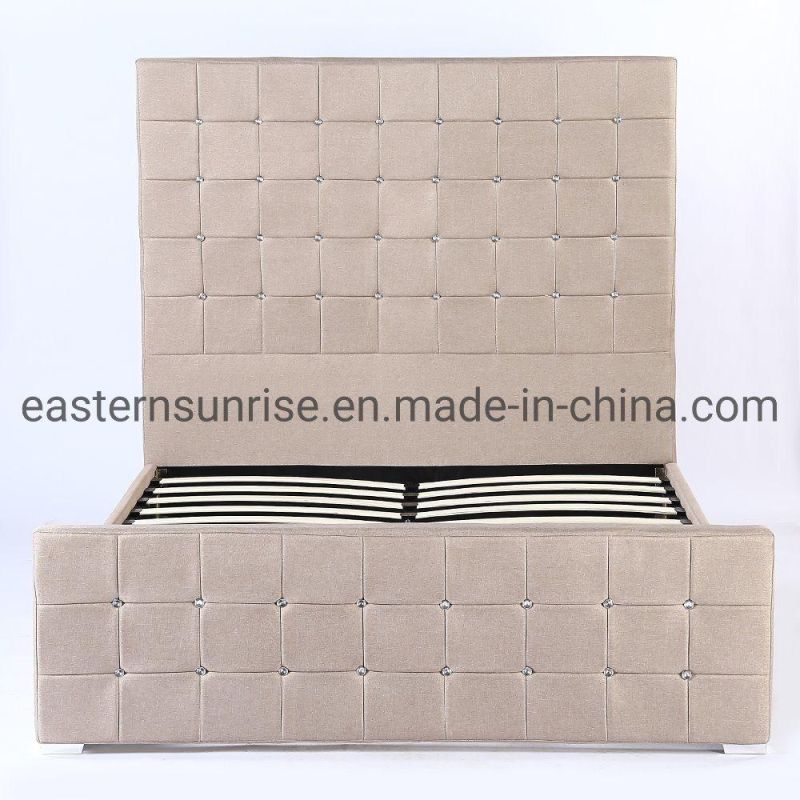 High Quality PU Leather Bed High Headboard Elegant Style Furniture