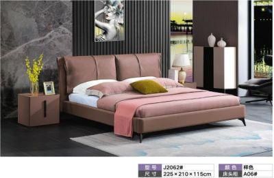 Custom Soft Bedroom Furniture Upholstered King Size Leather Double Wall Bed