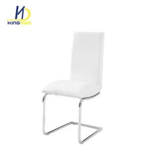 PU Covered Seat and Back L Shape Chromed Metal Legs Dining Chairs