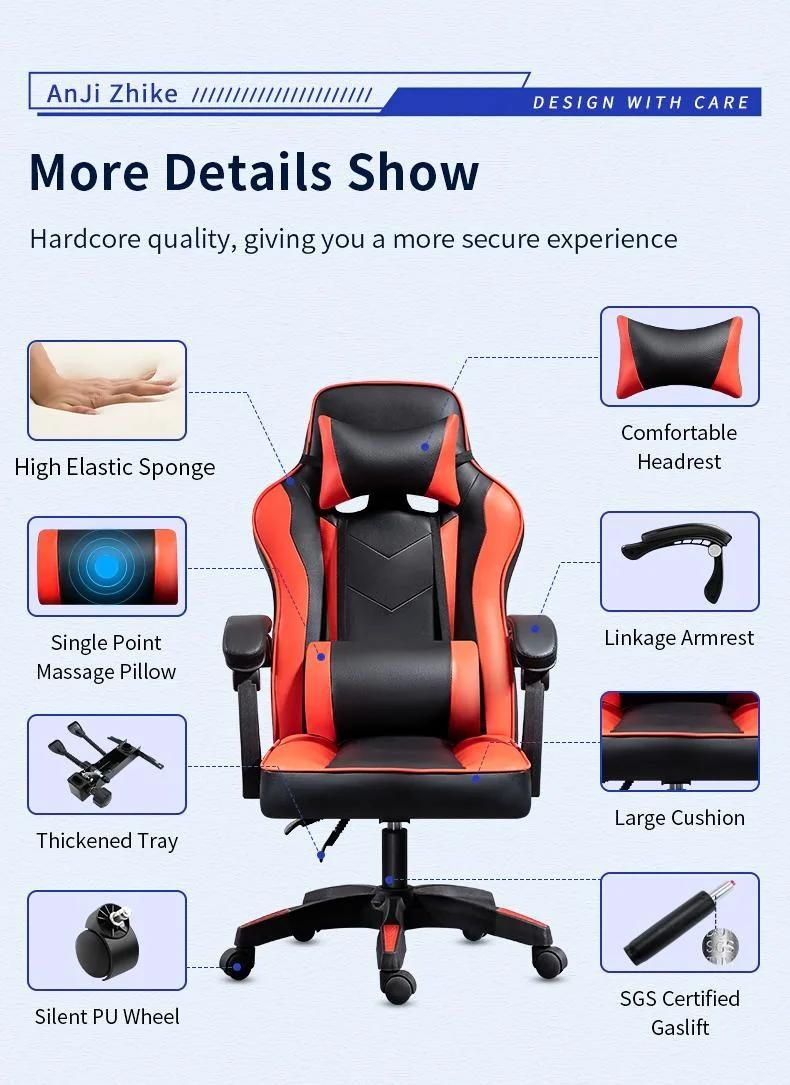 Factory Wholesale Leather Adjustable Reclining S LED Light Racer RGB Silla Gamer E-Sports Chair Gaming Chair with Footrest