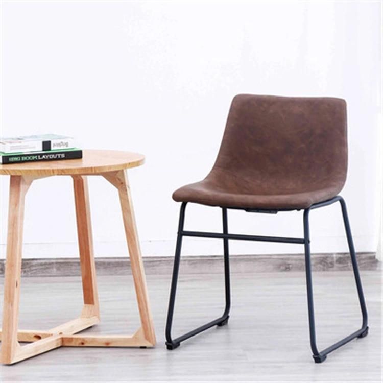 Modern Cafe Shop Restaurant Furniture Industrial Kitchen Decoration Replica Yellow Esszimmerstuhle Leather Metal Leg Dining Chair