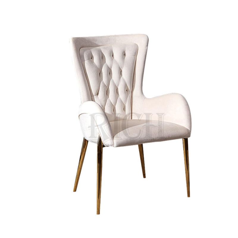 PU Leather Tufted Back Chair for Dining Room Modern Metal Leg Dining Chair