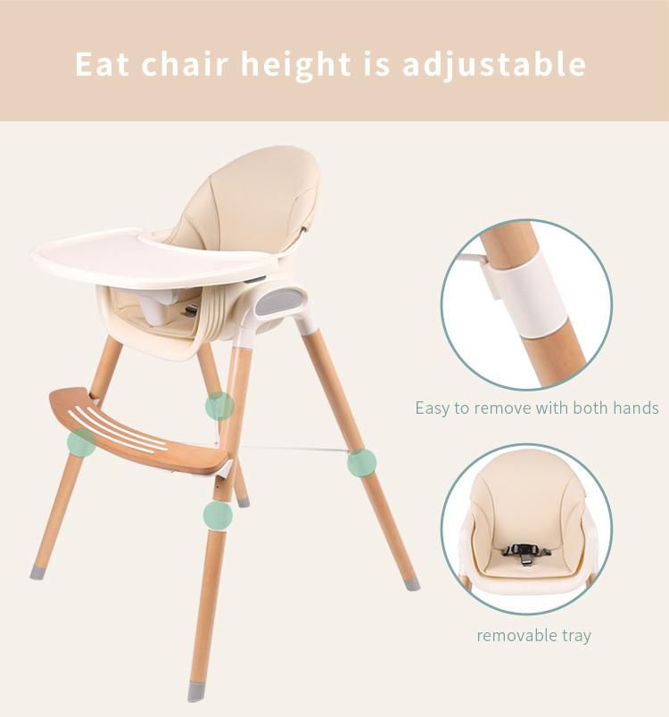 Adjustable 3 in 1 Wooden Baby Dining Chair Highchair Baby High Chairs